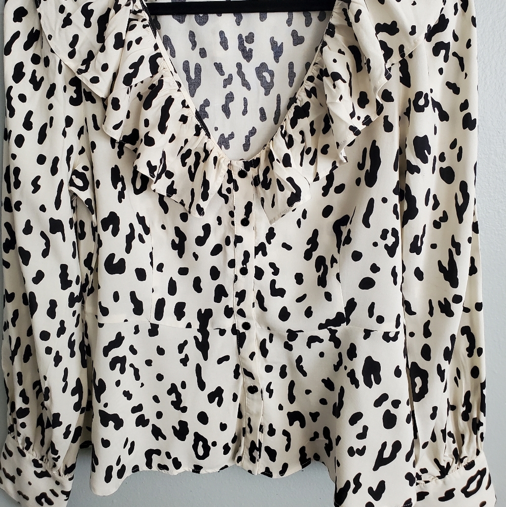 Zara animal print ruffle top